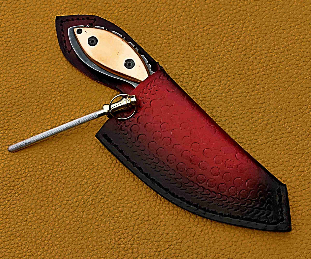 Tactical Fixed Skinner Blade Knife – Matte Black with Leather Sheath