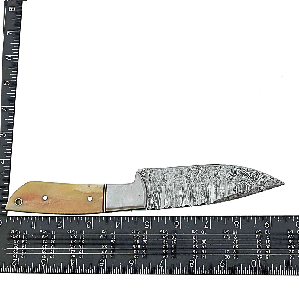 Damascus Steel Hunting Knife – Bone Grip Edition