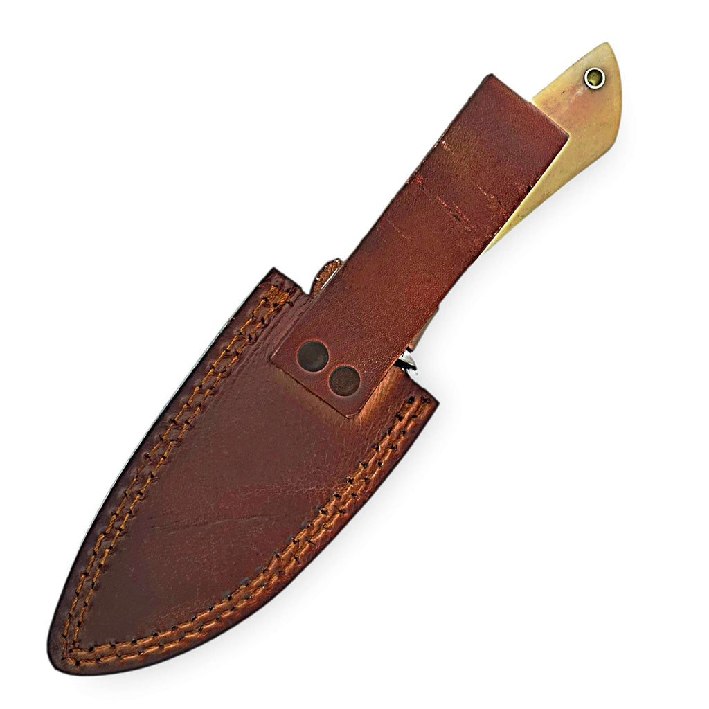 Damascus Steel Hunting Knife – Bone Grip Edition