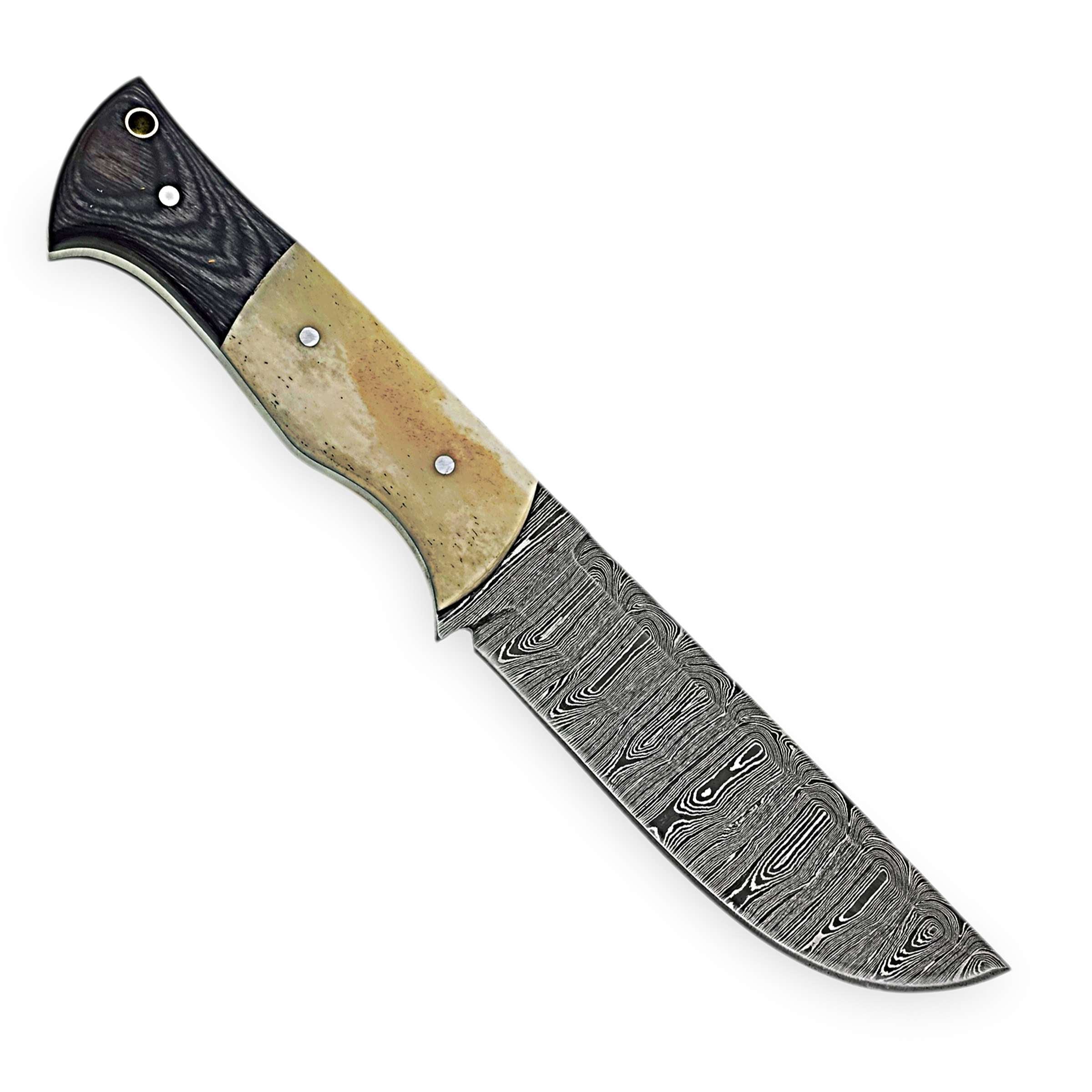 Hand-Forged Damascus Steel Cleaver Knife – Horn Handle Edition