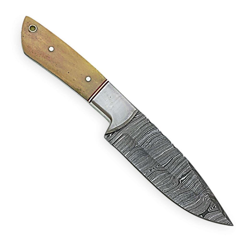 Damascus Steel Hunting Knife – Bone Grip Edition