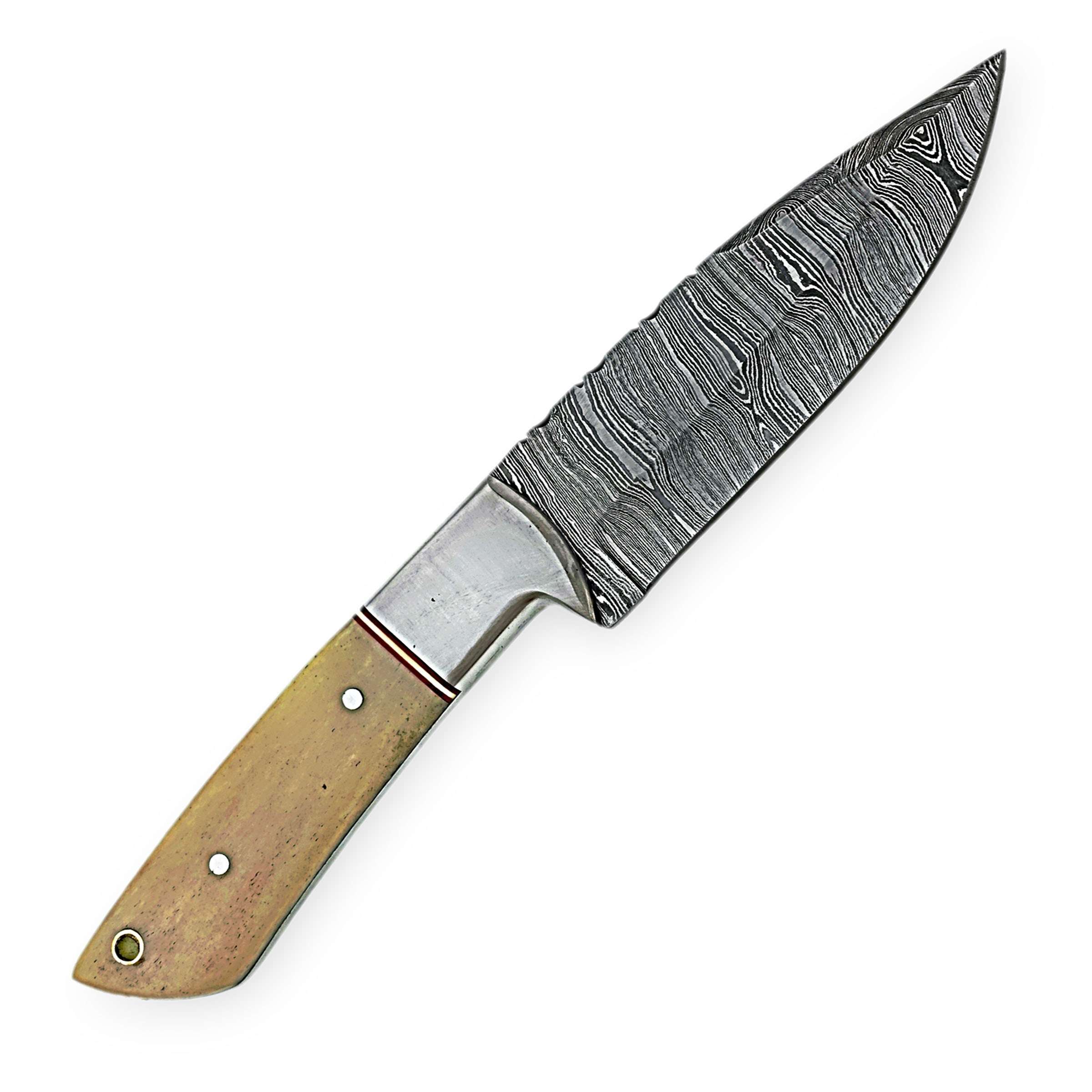 Damascus Steel Hunting Knife – Bone Grip Edition