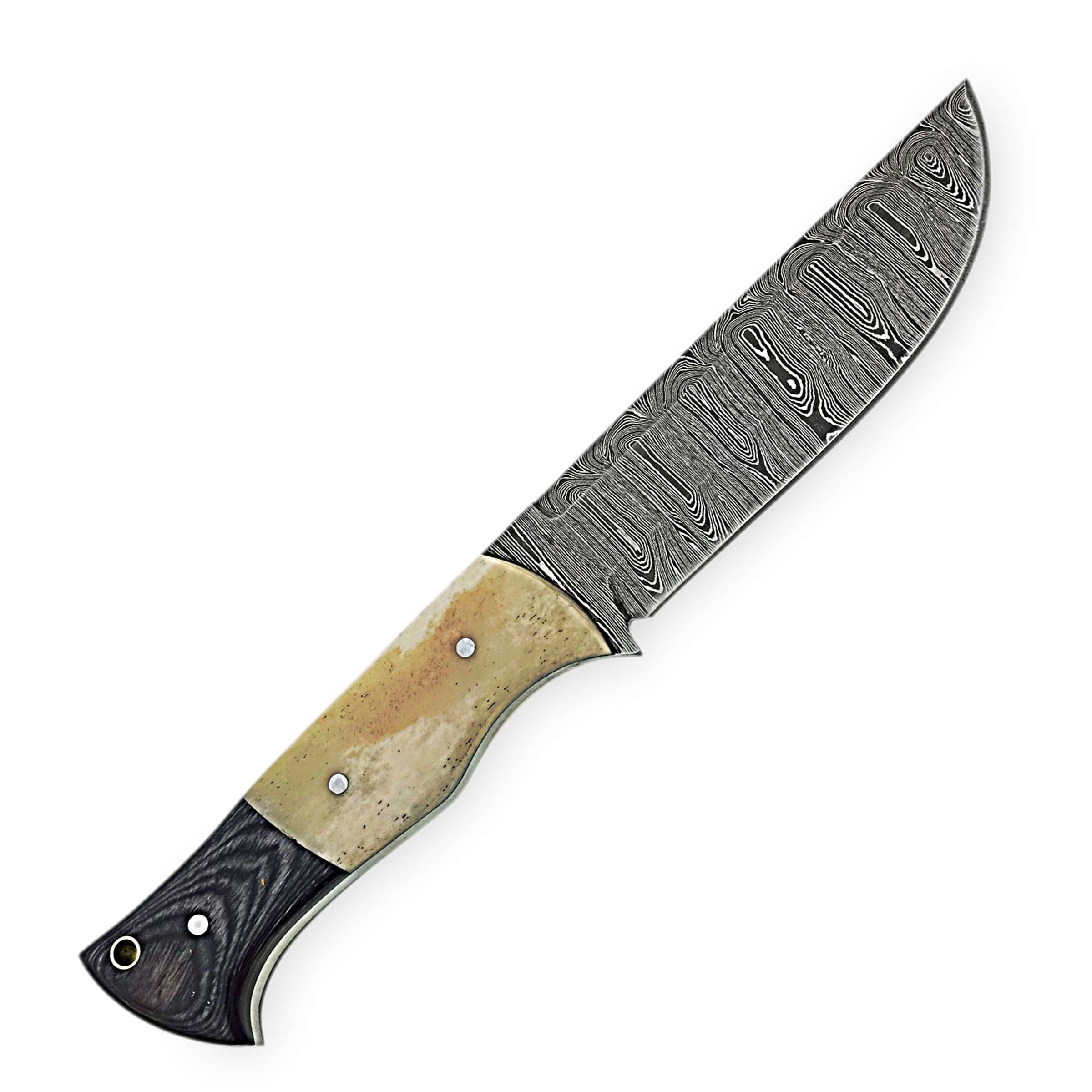 Hand-Forged Damascus Steel Cleaver Knife – Horn Handle Edition