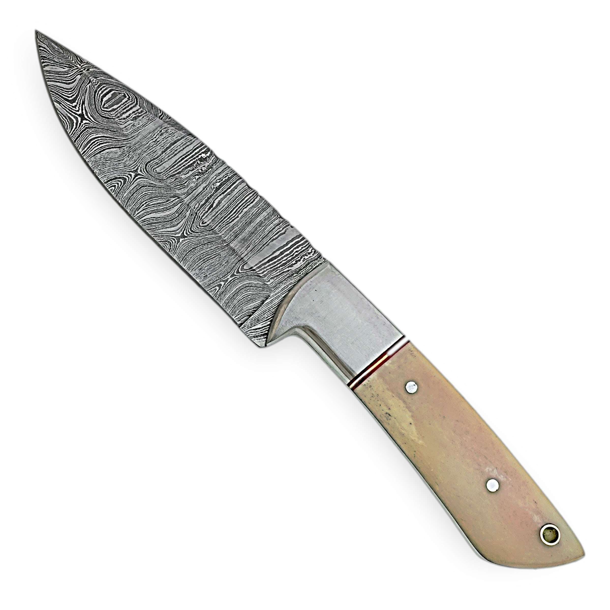 Damascus Steel Hunting Knife – Bone Grip Edition