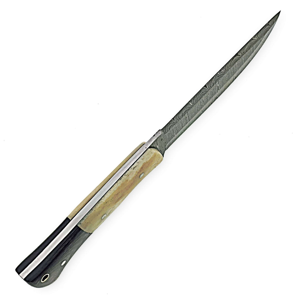 Hand-Forged Damascus Steel Cleaver Knife – Horn Handle Edition