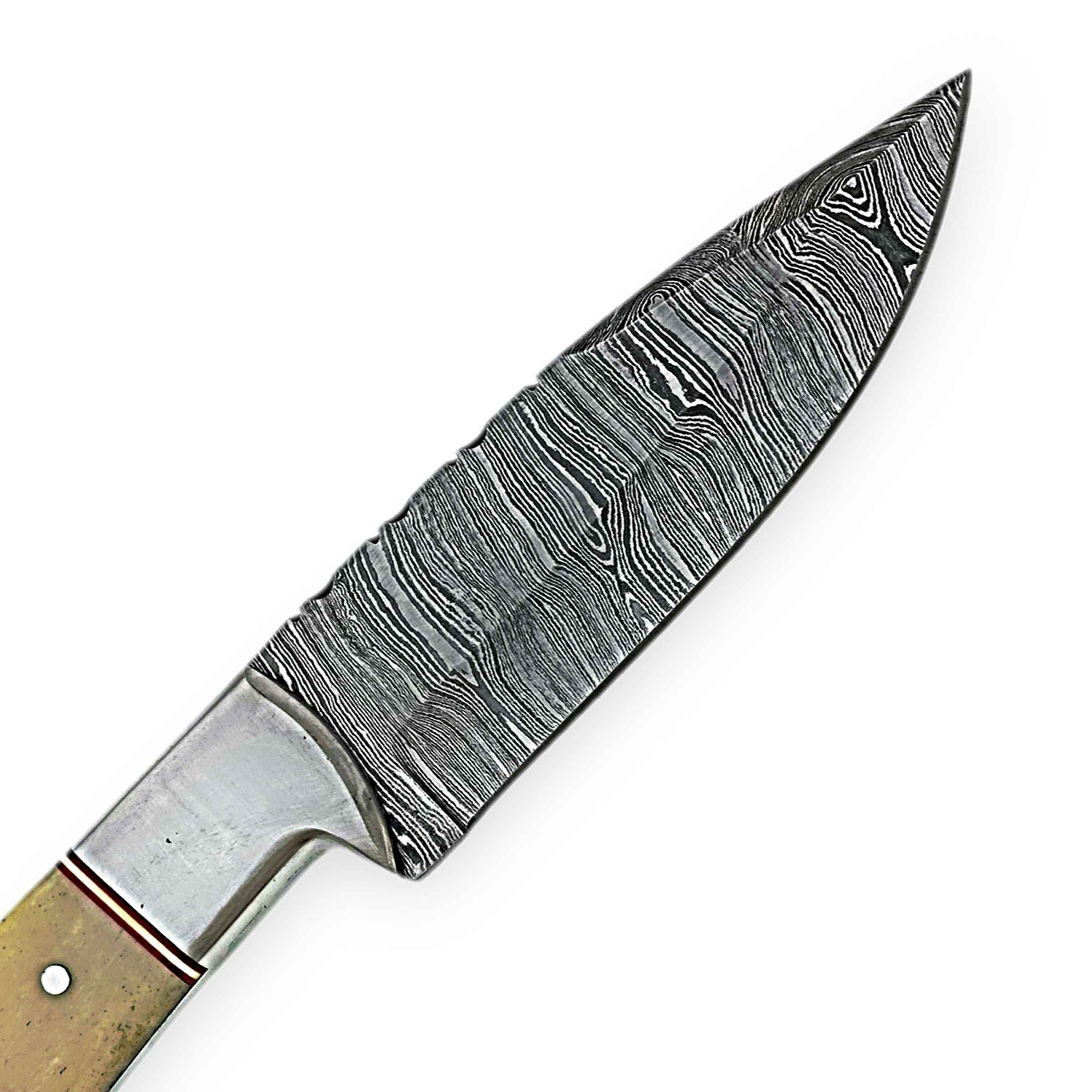 Damascus Steel Hunting Knife – Bone Grip Edition