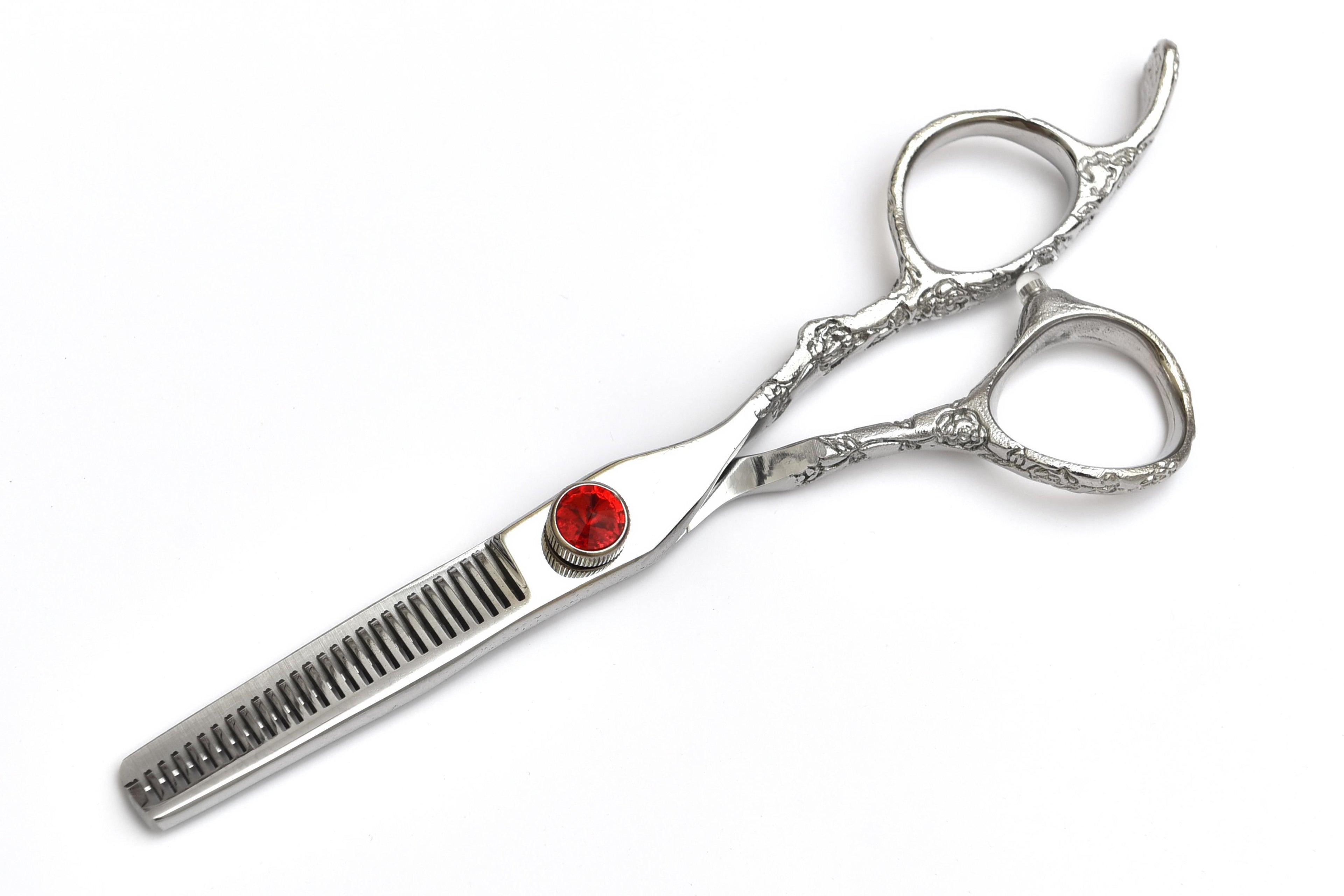 Ornate Red Gem Thinning Scissors