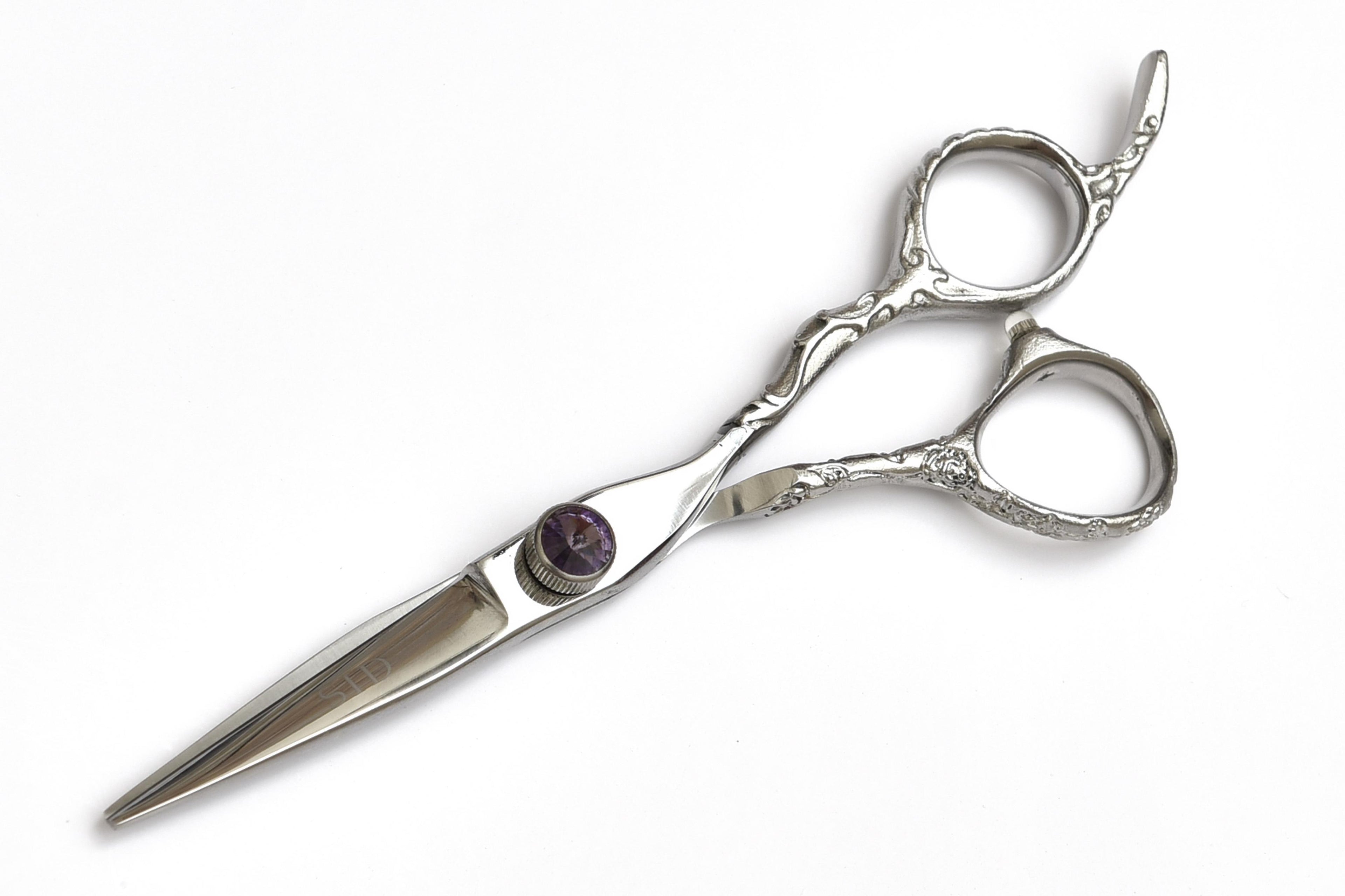 Vibrant Blue Curved Haircutting Scissors