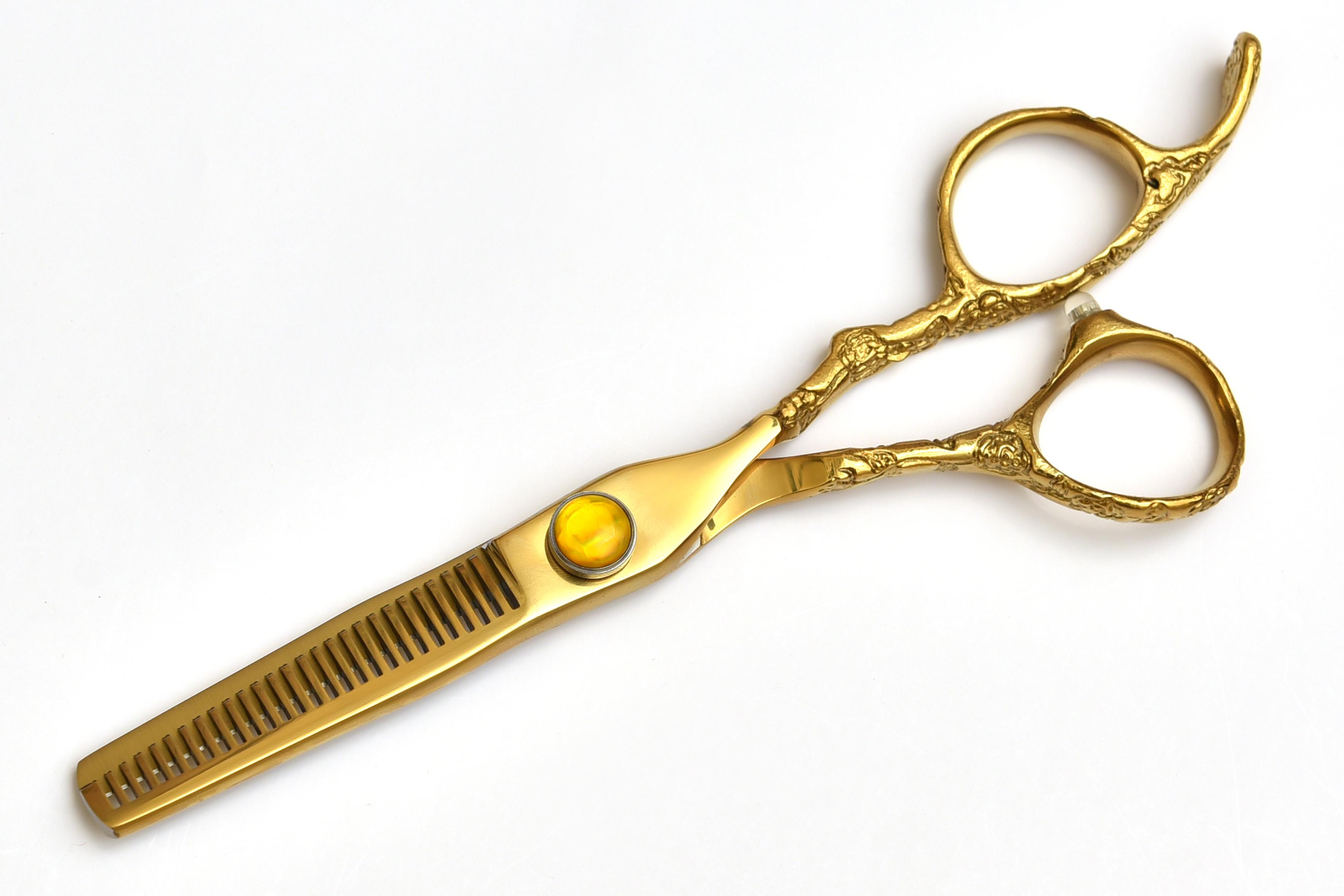 Royal Gold Hair Thinning Scissors – Texturizing Shears for Barbers & Stylists
