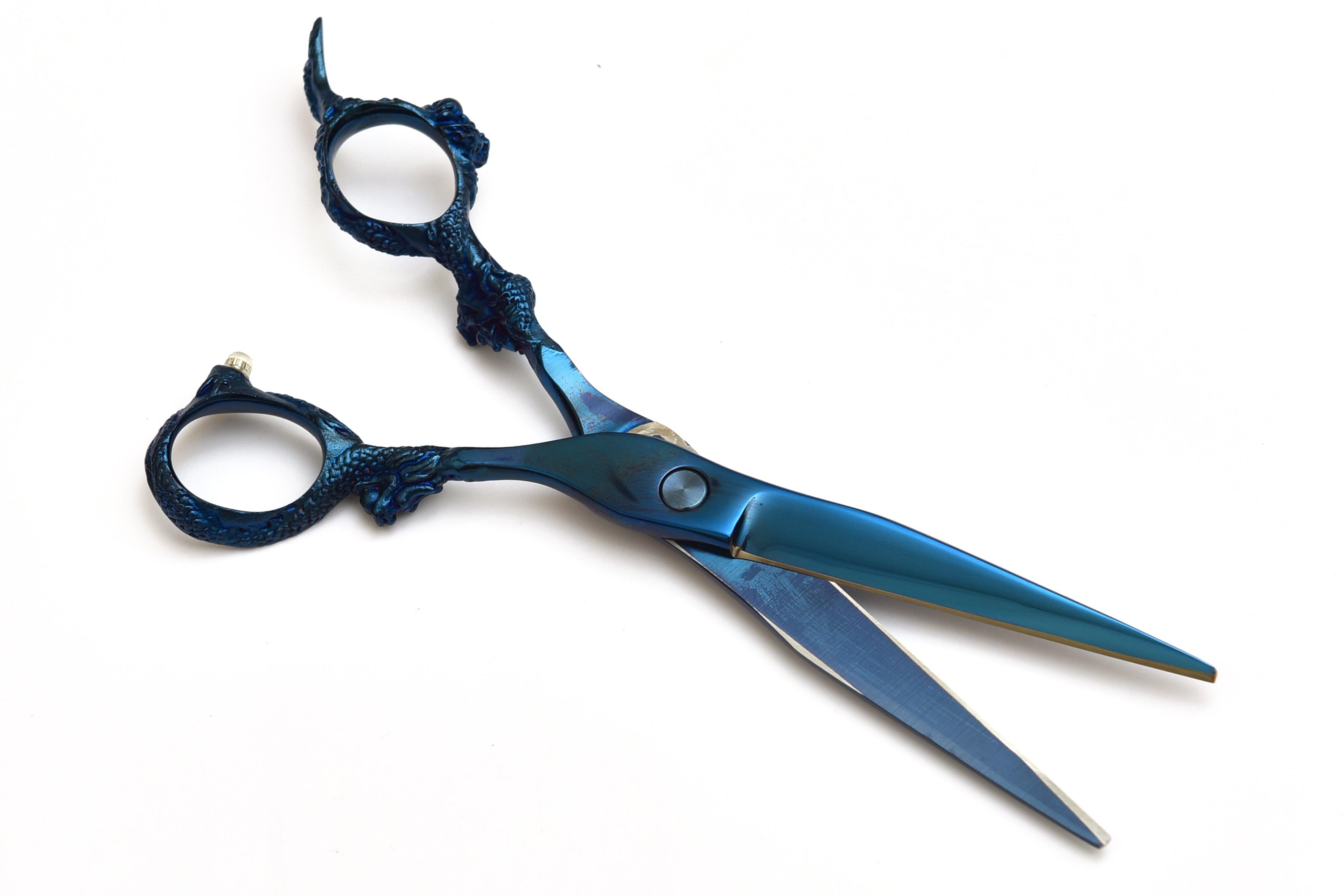 Dragon Handle Blue Hair Cutting Scissors