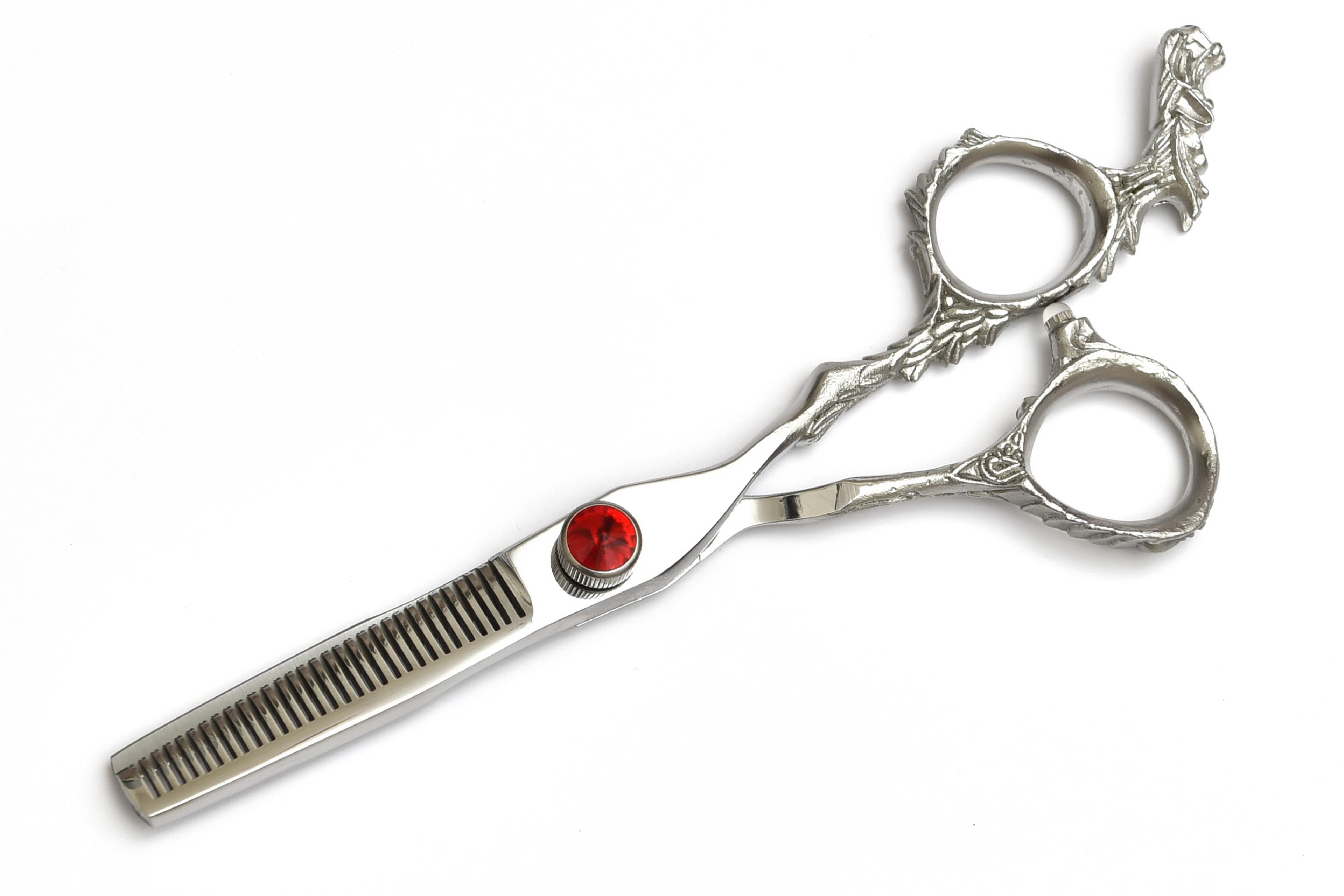 Dragon Handle Thinning Shears with Red Gem