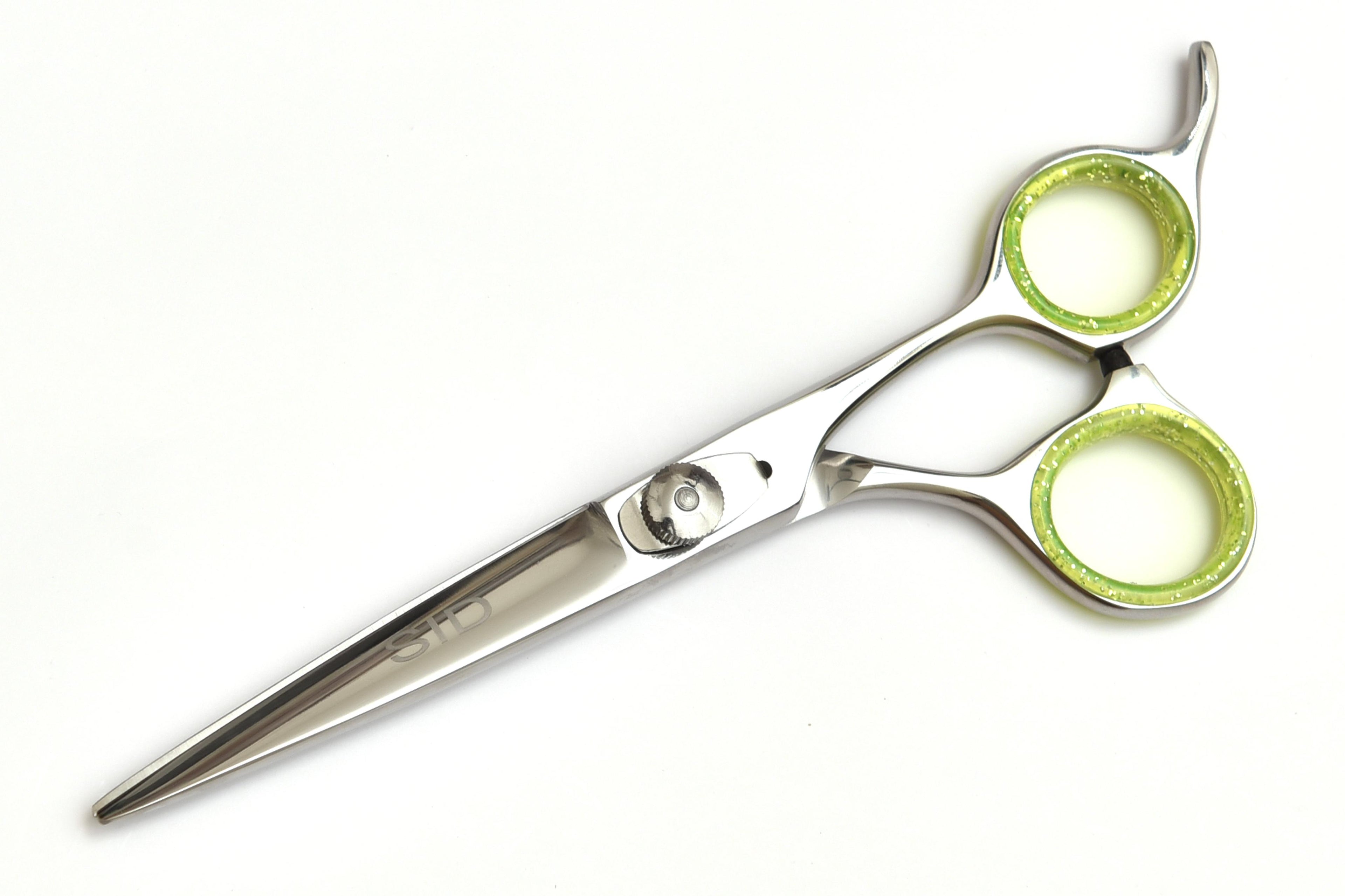Stainless Steel Hair Cutting Scissors with Green Silicone Grip