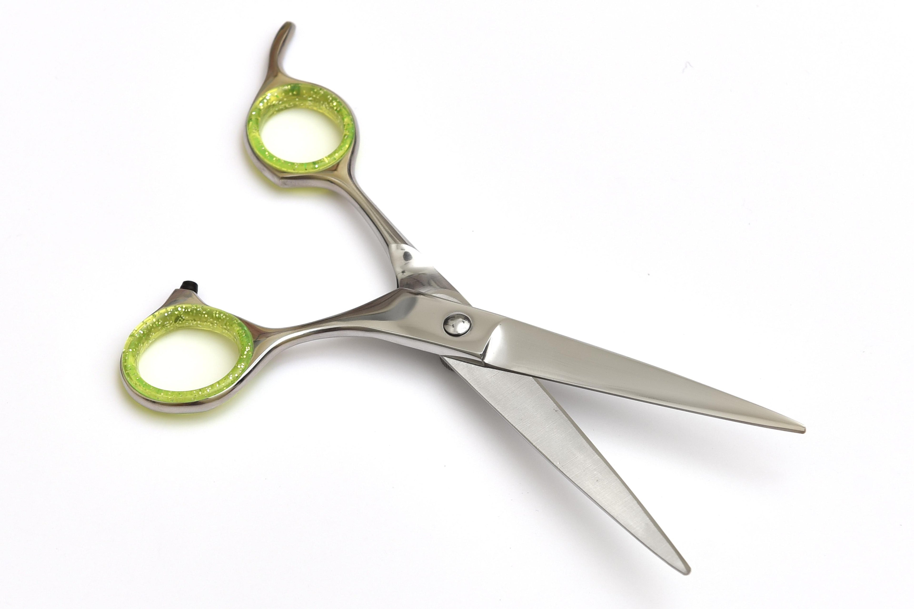 Stainless Steel Hair Cutting Scissors with Green Silicone Grip