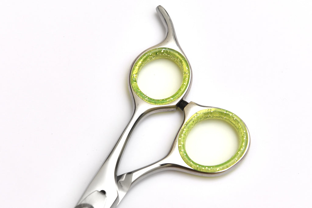 Stainless Steel Hair Cutting Scissors with Green Silicone Grip