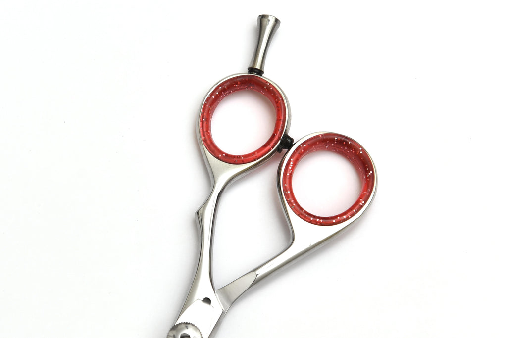 Glitter Handle Hair Cutting Scissors – Red & Silver Finish