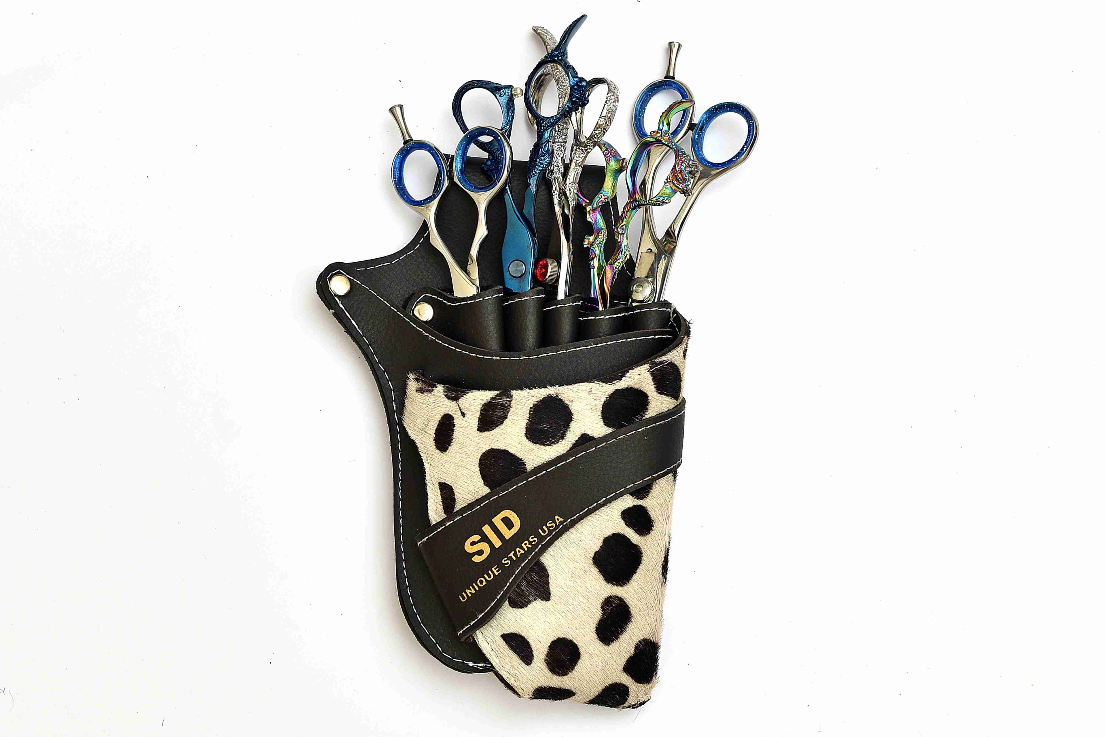 Black Dot White Fur Hairdressing Holster
