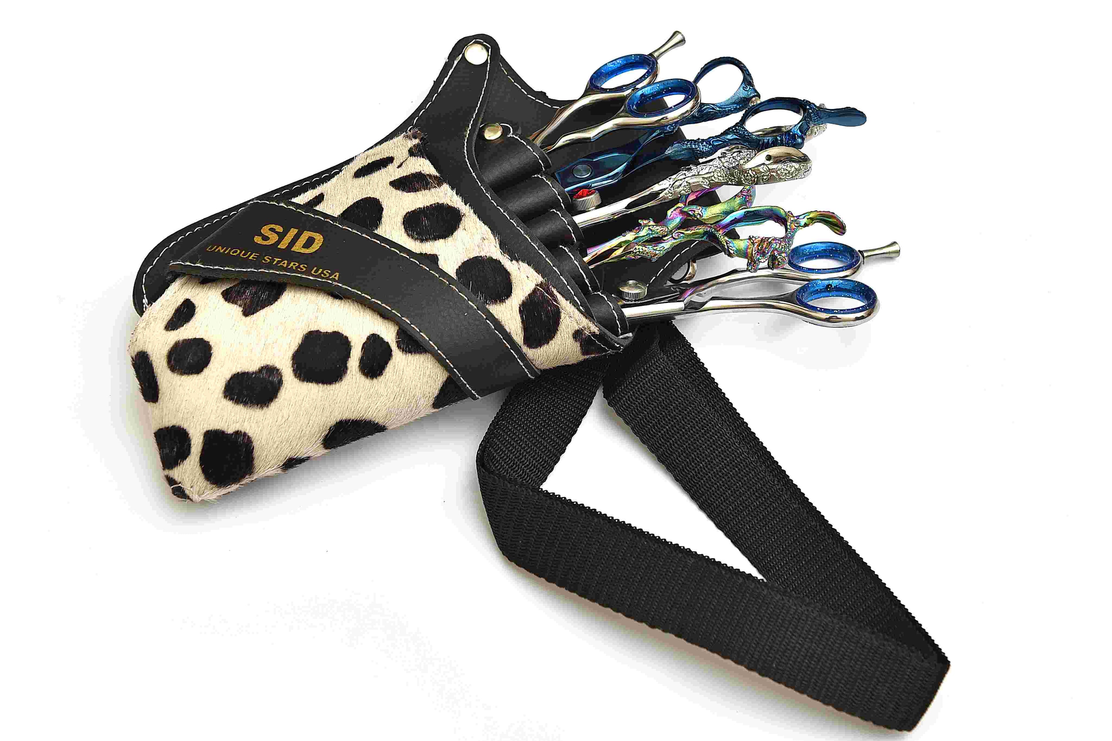Black Dot White Fur Hairdressing Holster