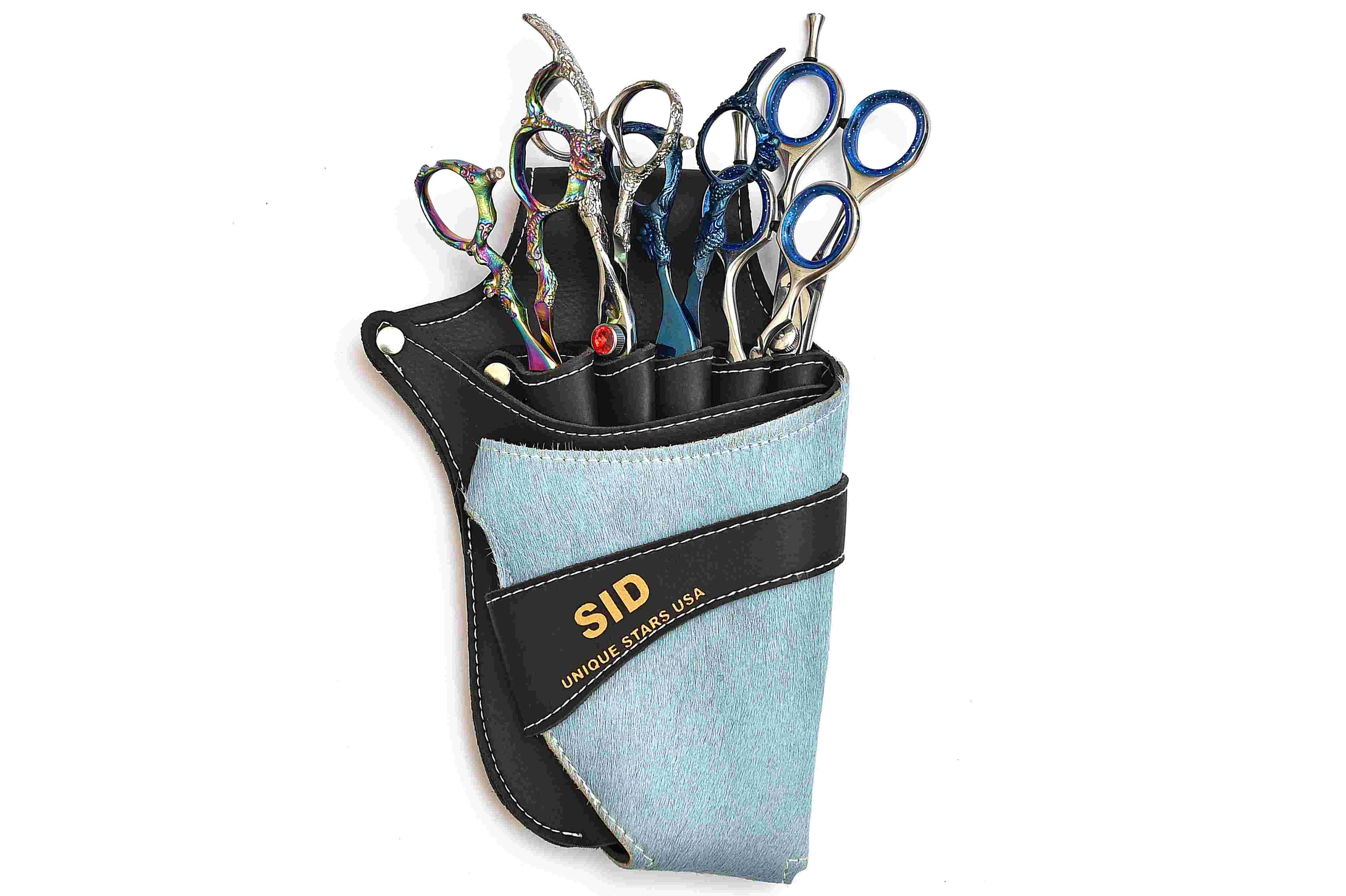 Blue Fur Hairdressing Leather Holster