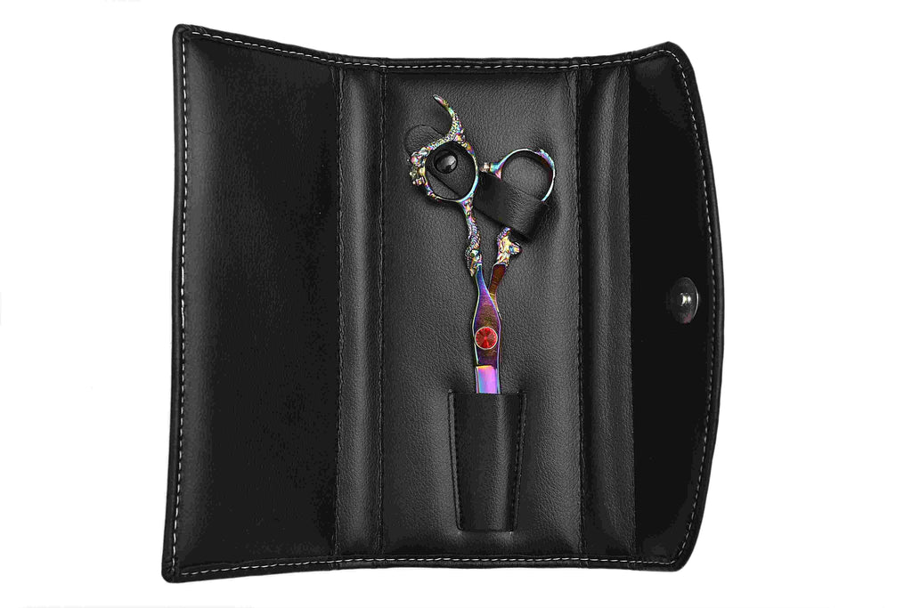 Professional Hair Cutting Scissors Black Leather Case