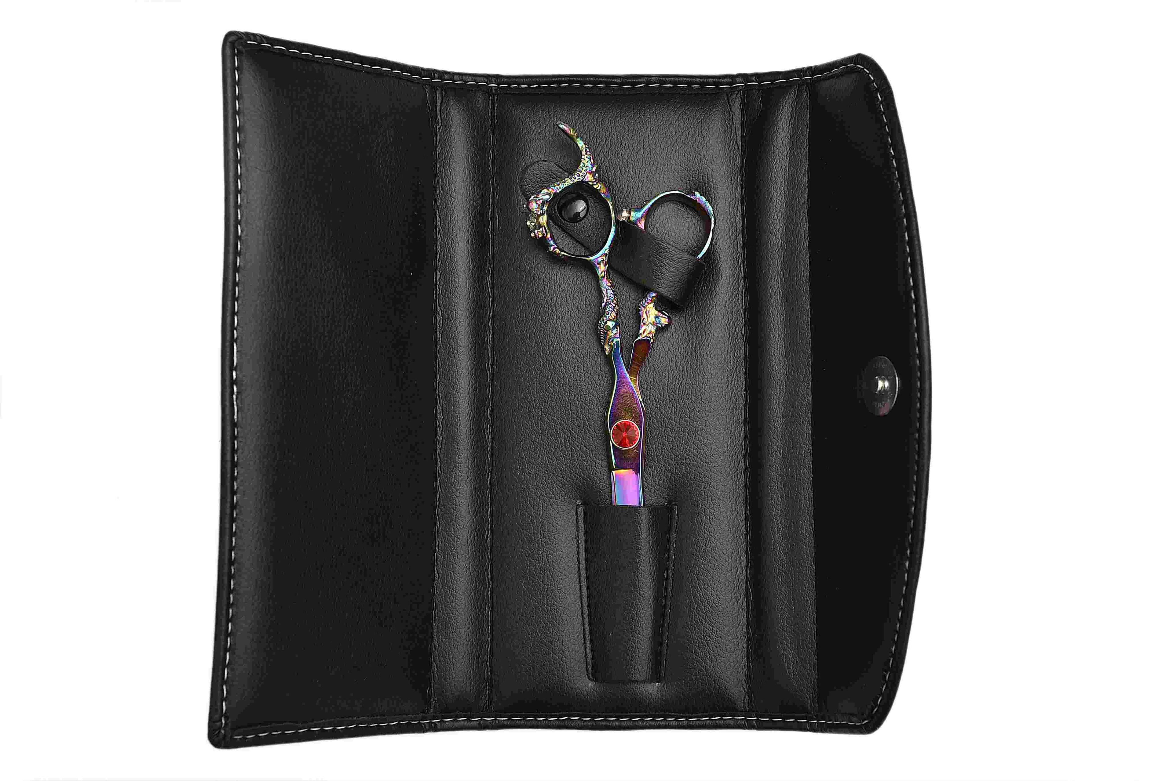 Professional Hair Cutting Scissors Black Leather Case