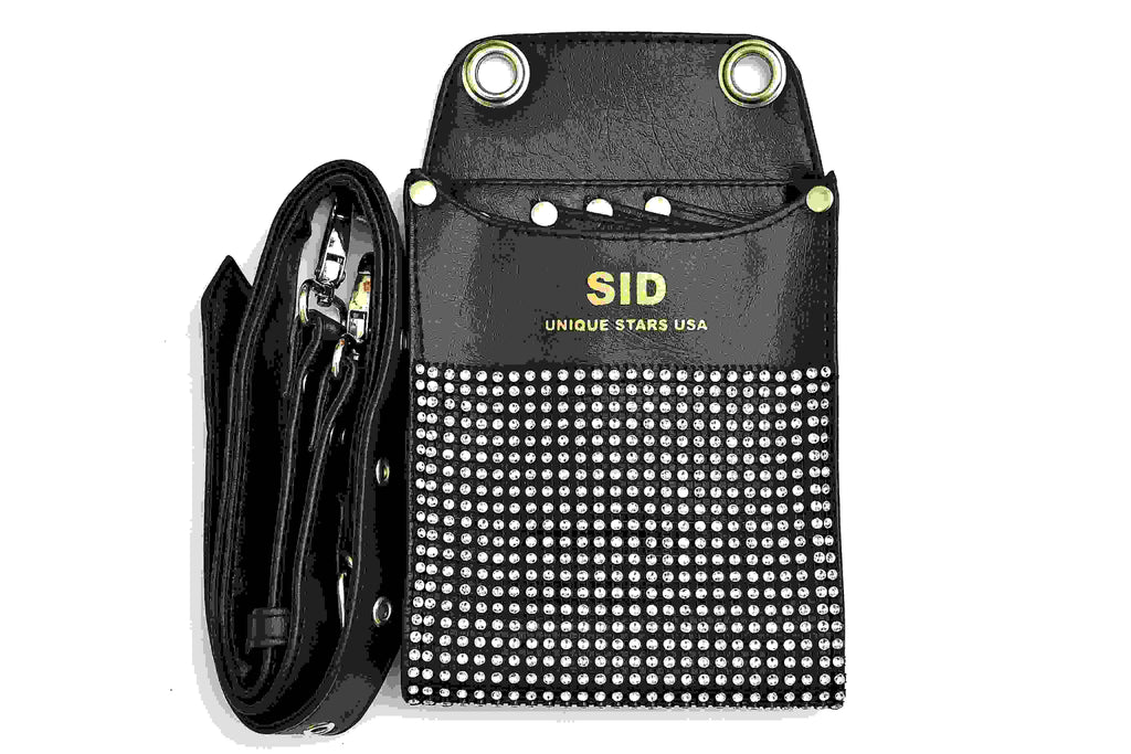 Black Leather White Dots Scissor Holster