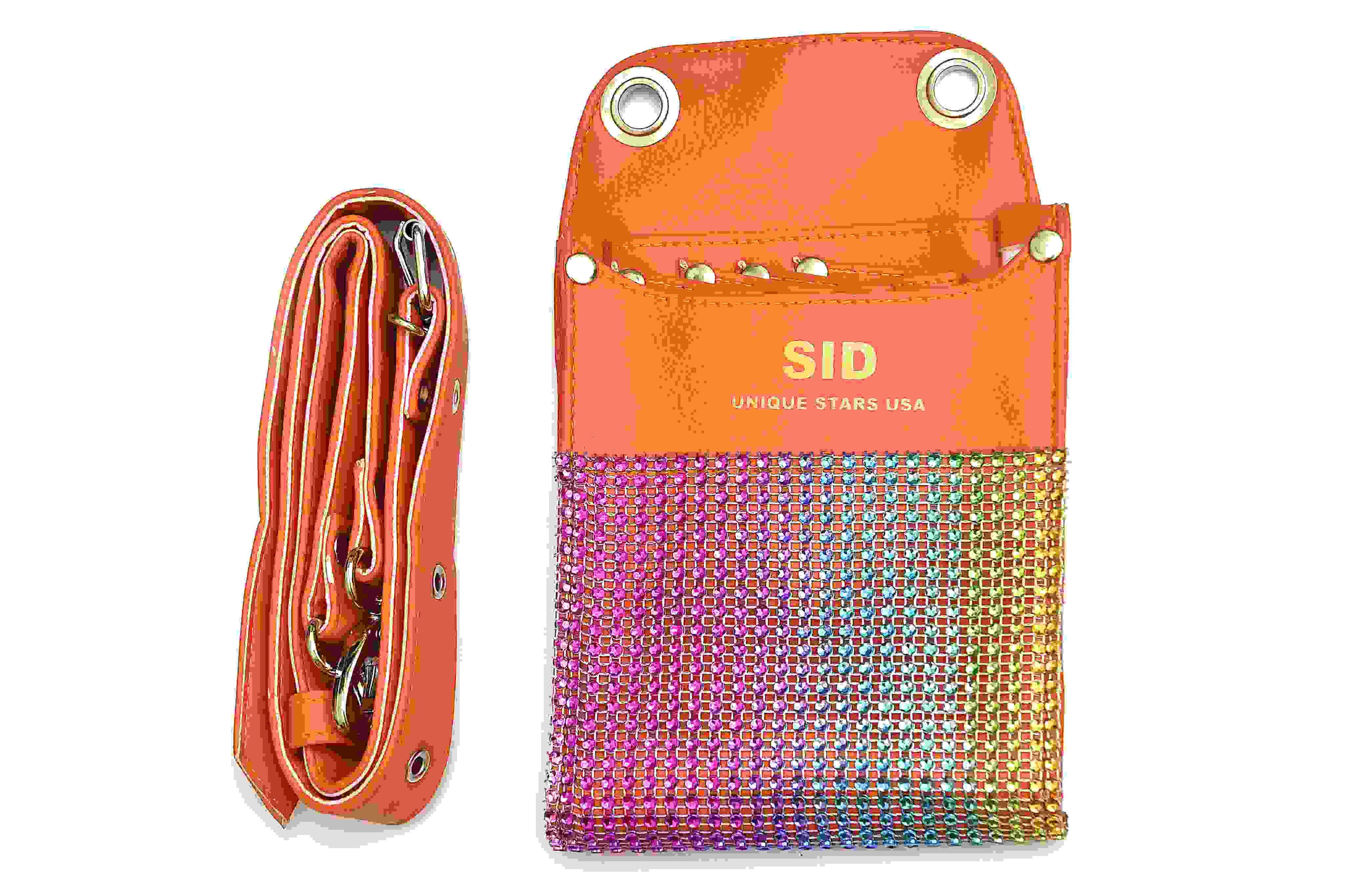 Orange Leather Rainbow Dots Scissors Organizer