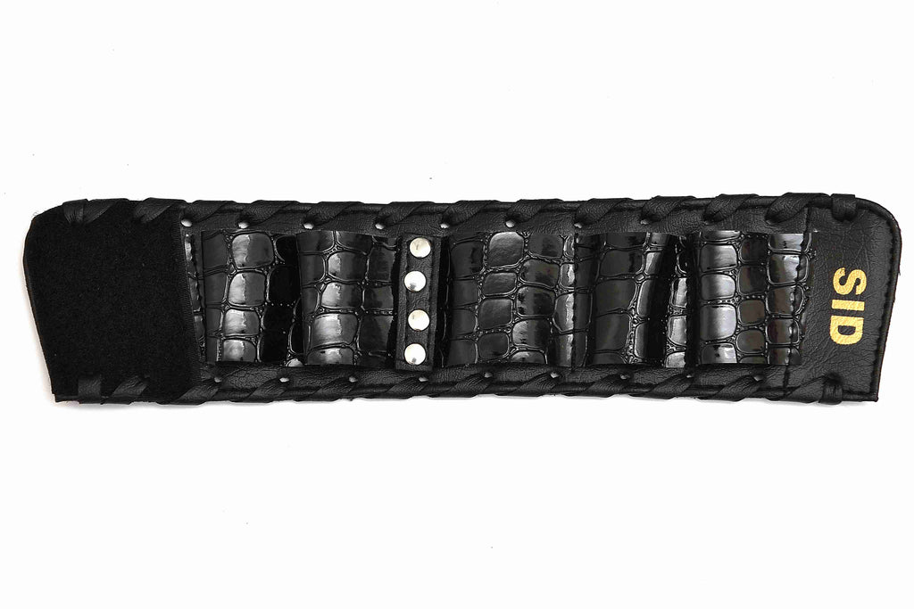 Crocodile Pattern Black Leather Scissors Organizer Bracelet