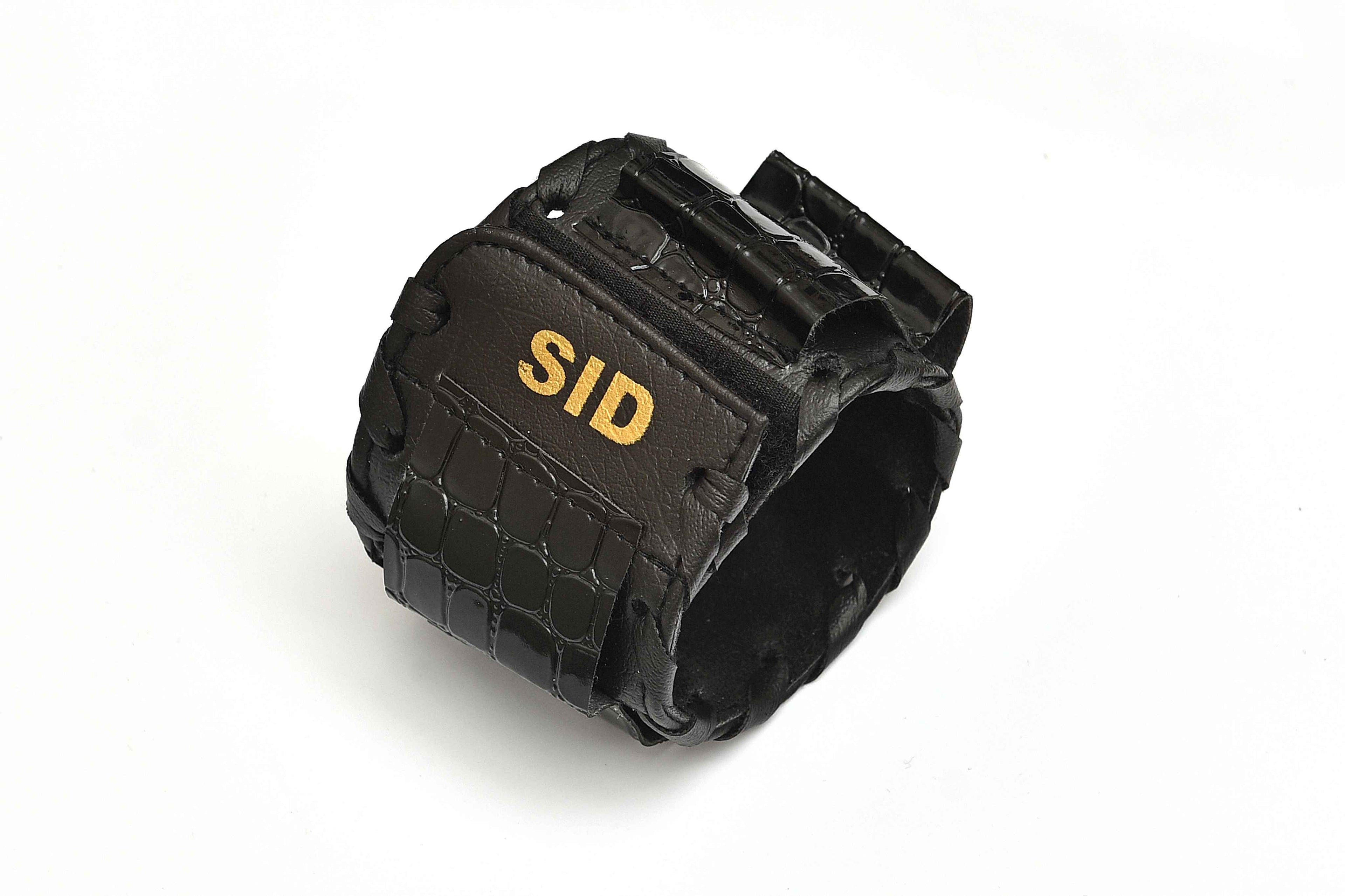 Crocodile Pattern Black Leather Scissors Organizer Bracelet