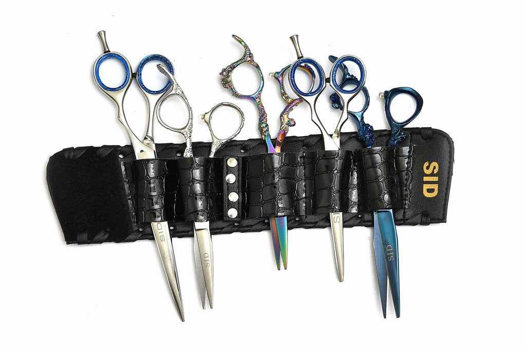 Crocodile Pattern Black Leather Scissors Organizer Bracelet