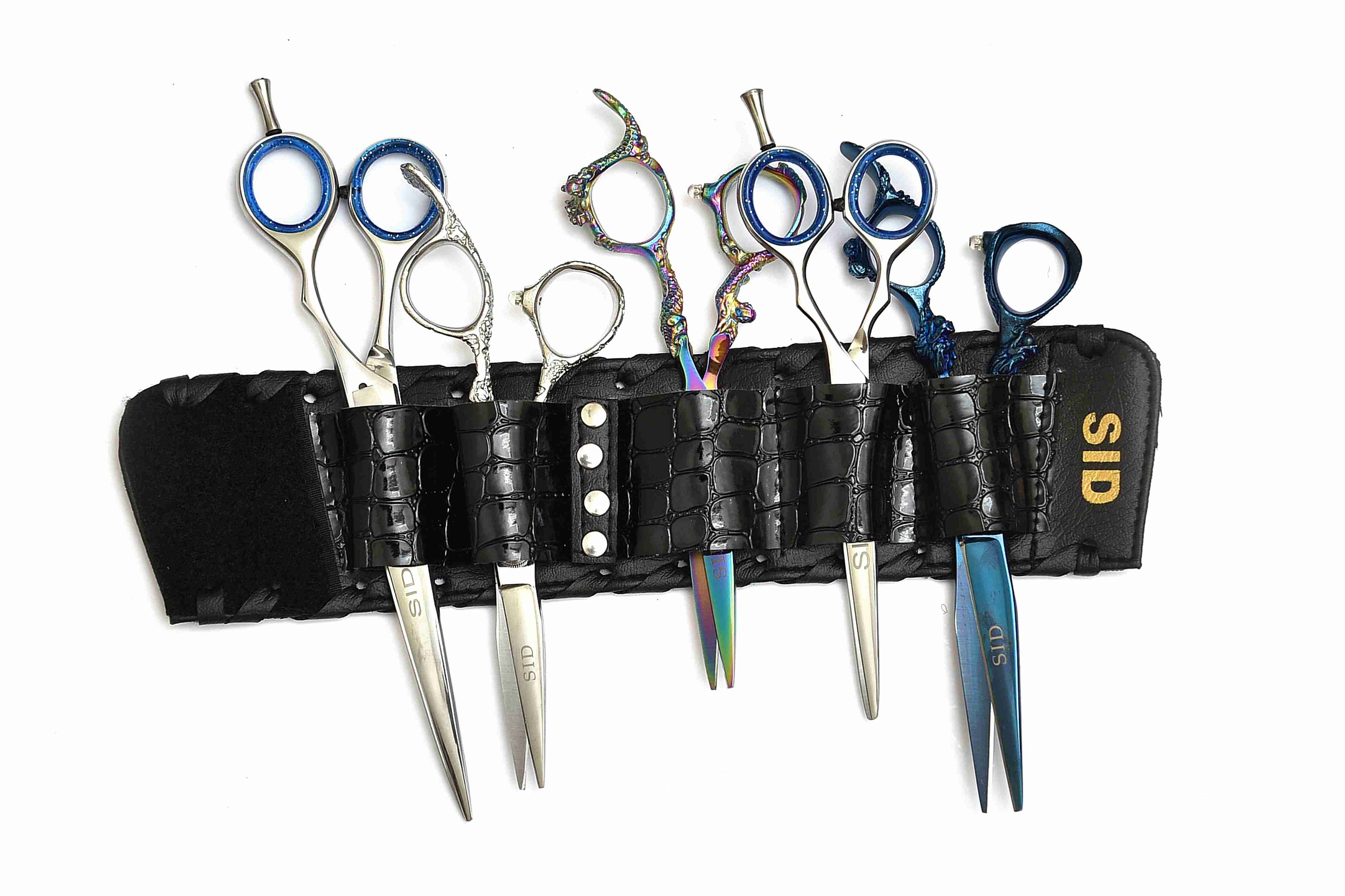 Crocodile Pattern Black Leather Scissors Organizer Bracelet
