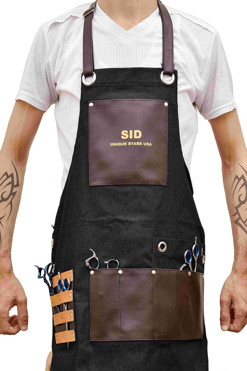 Black & Brown Leather Barber Apron