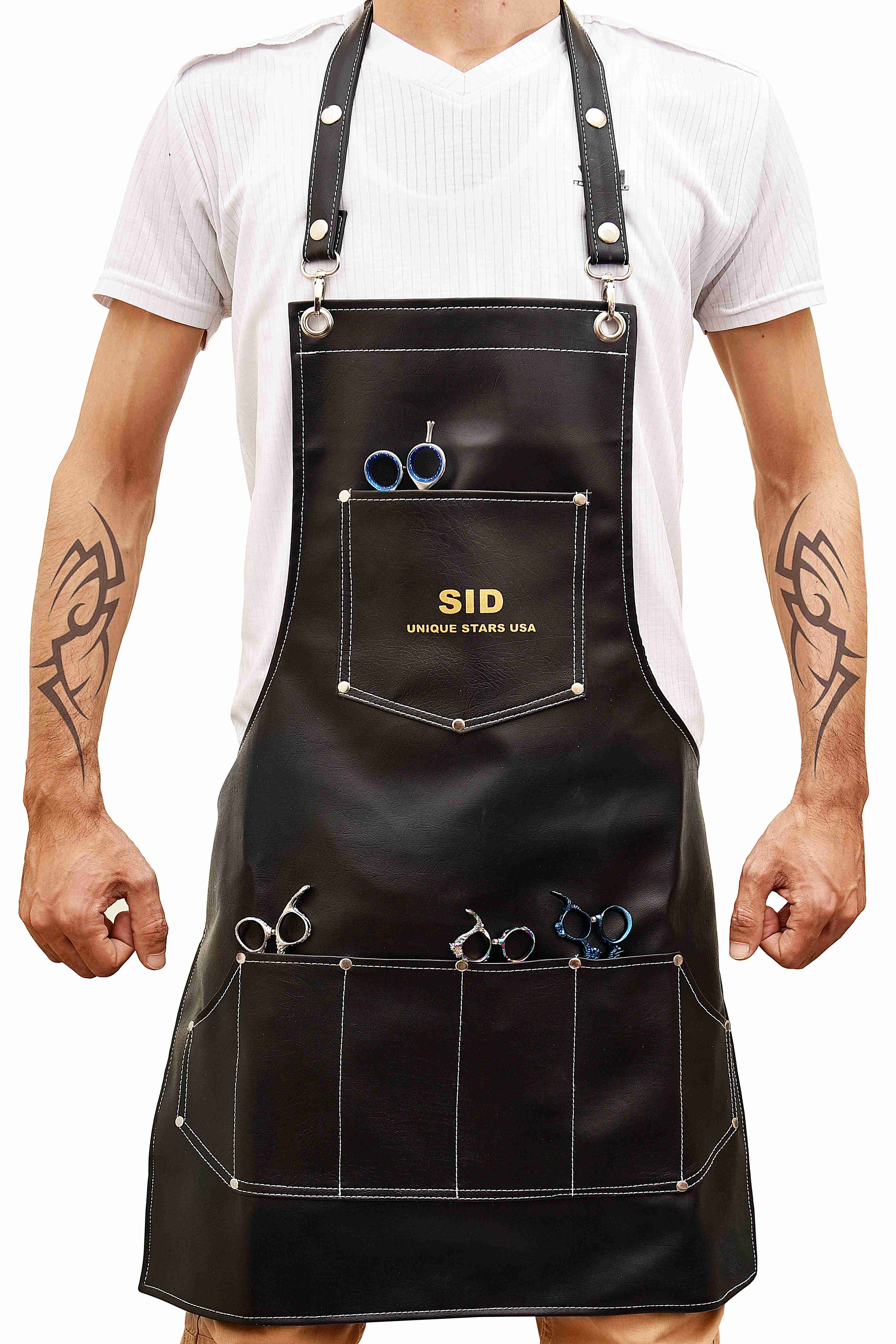Premium Black Leather Barber Apron