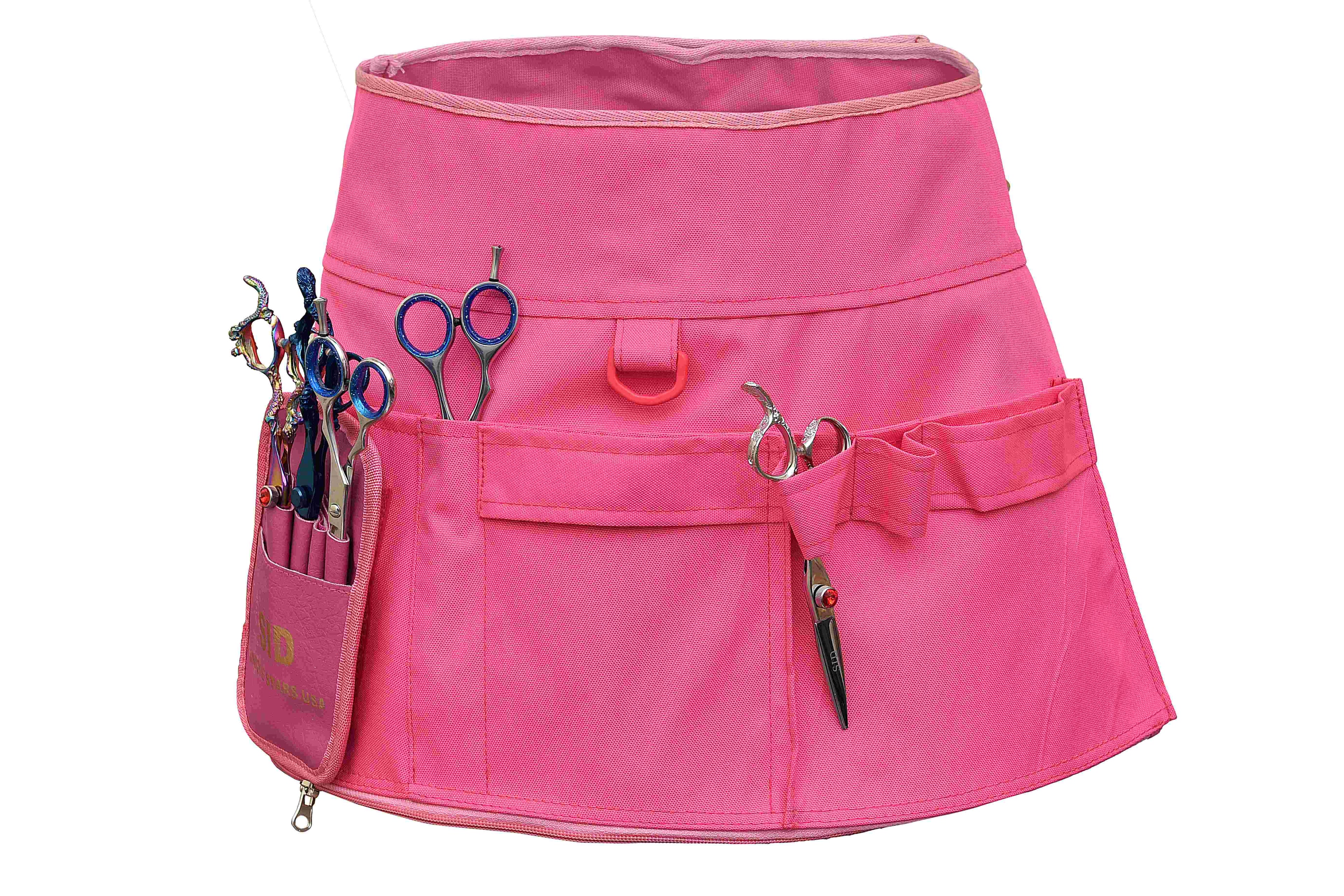 Pink Leather Barber Waist Bag Salon Aprons Belt