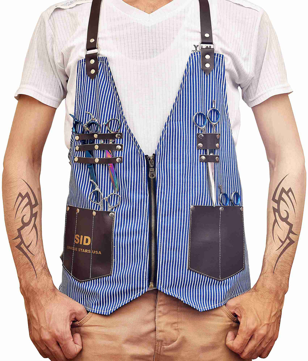 Blue Line Barber Vest Apron Waistcoat