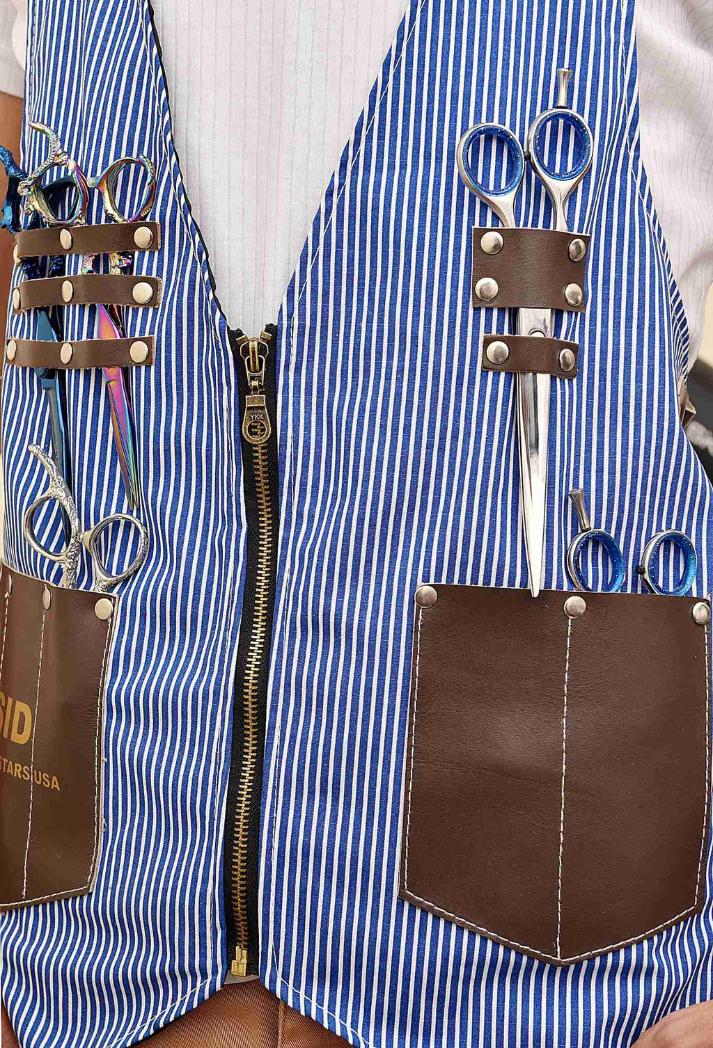 Blue Line Barber Vest Apron Waistcoat
