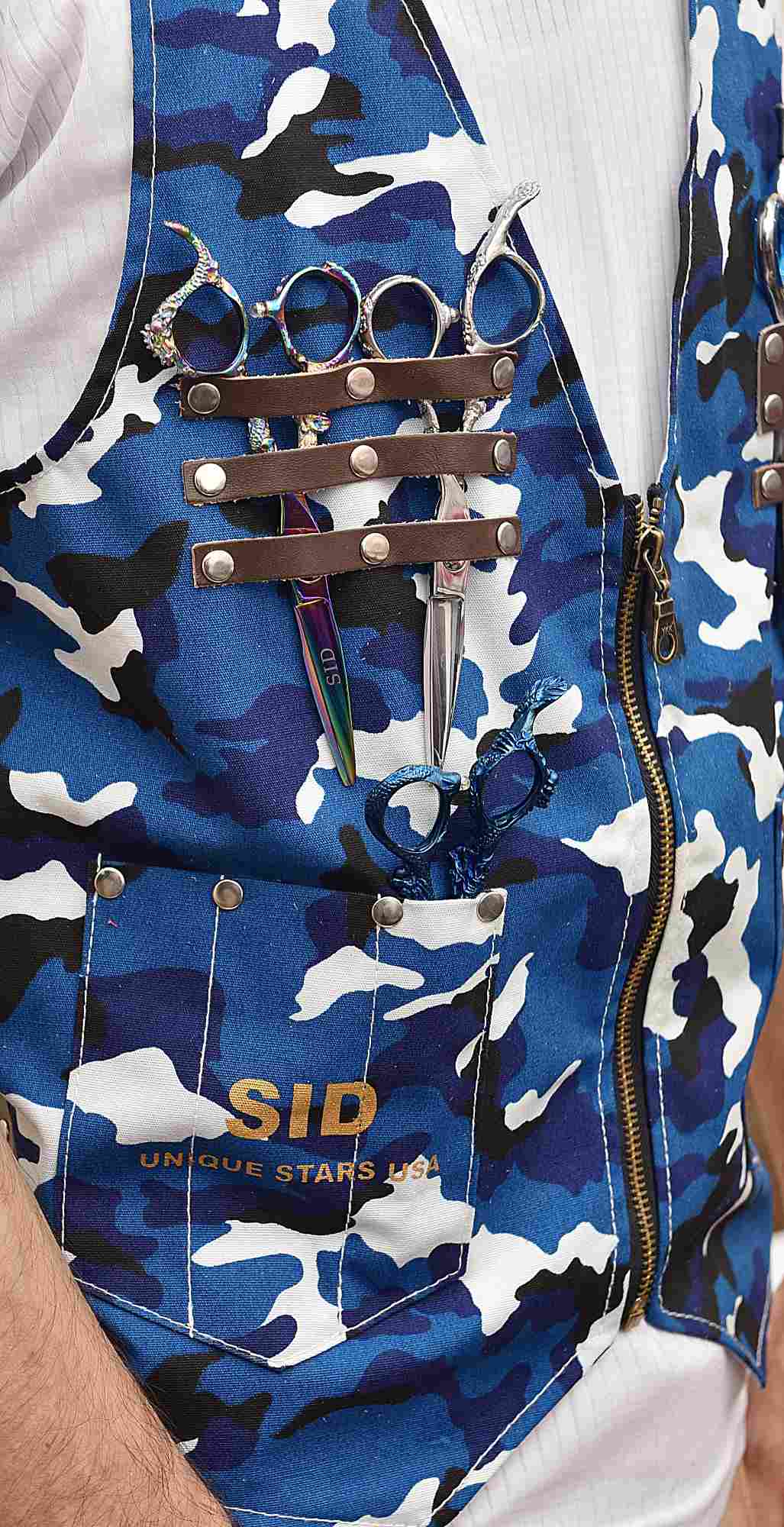 Blue Army Barber Vest Apron Waistcoat