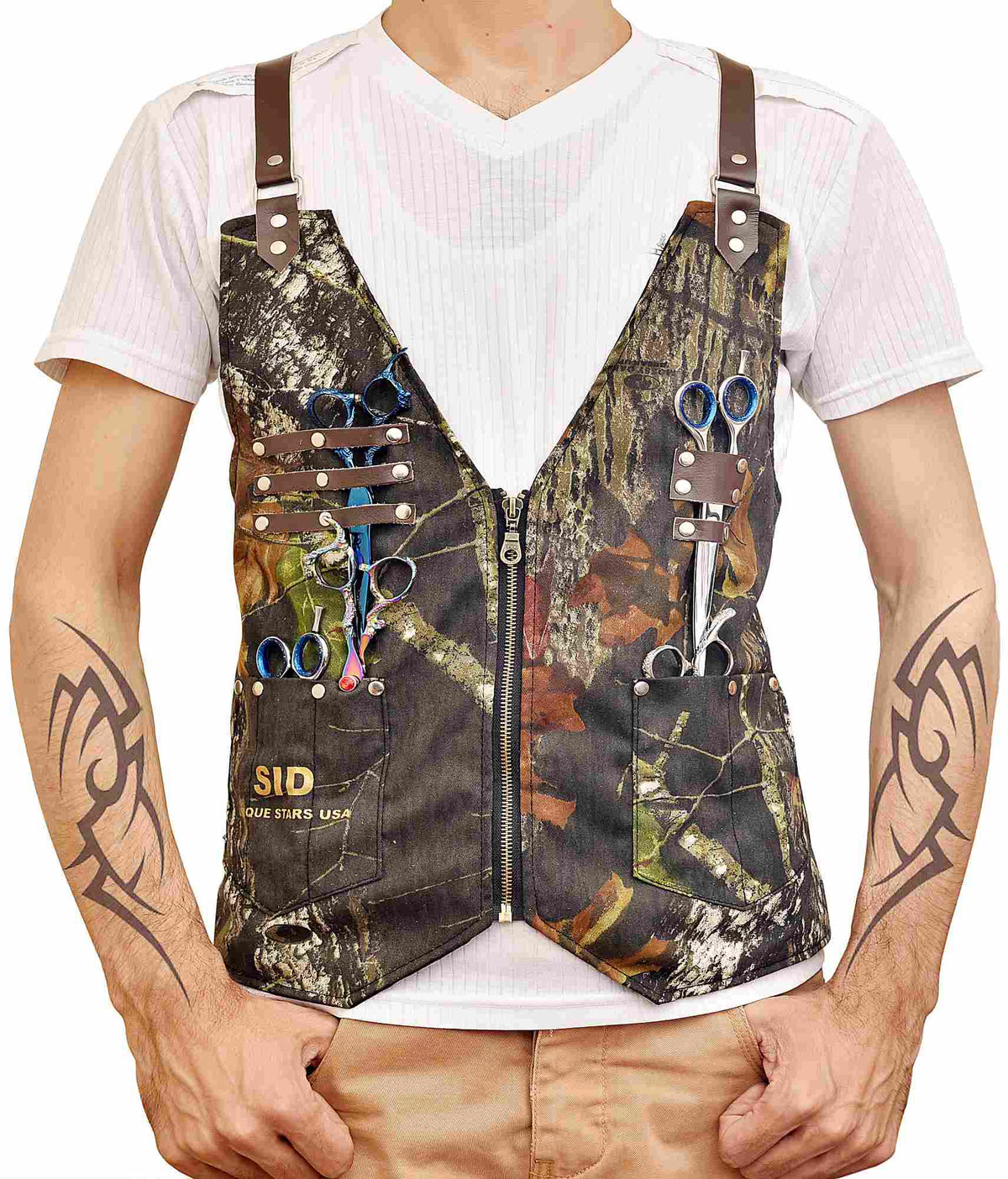Army Pattern Barber Vest Apron Waistcoat