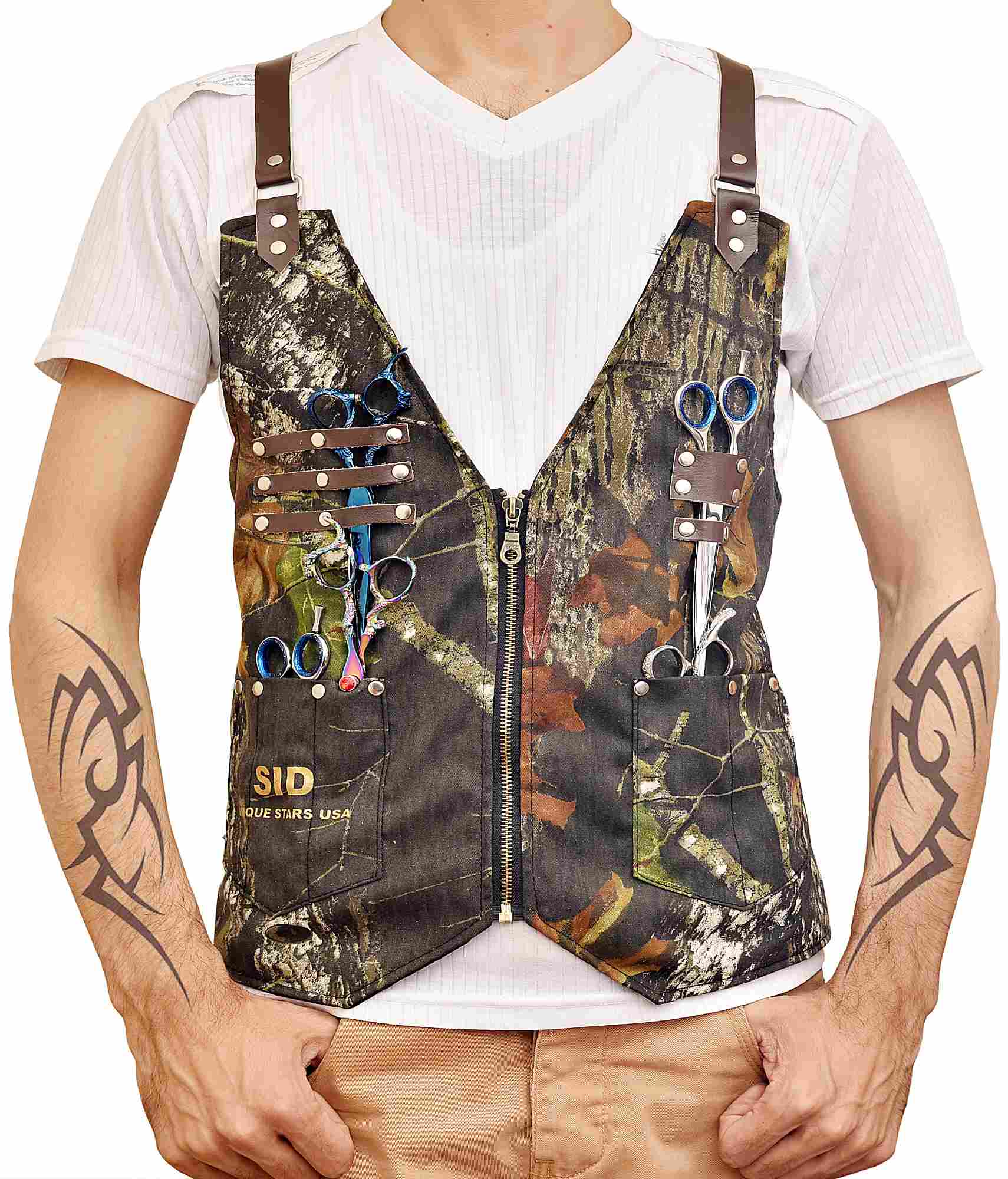 Army Pattern Barber Vest Apron Waistcoat